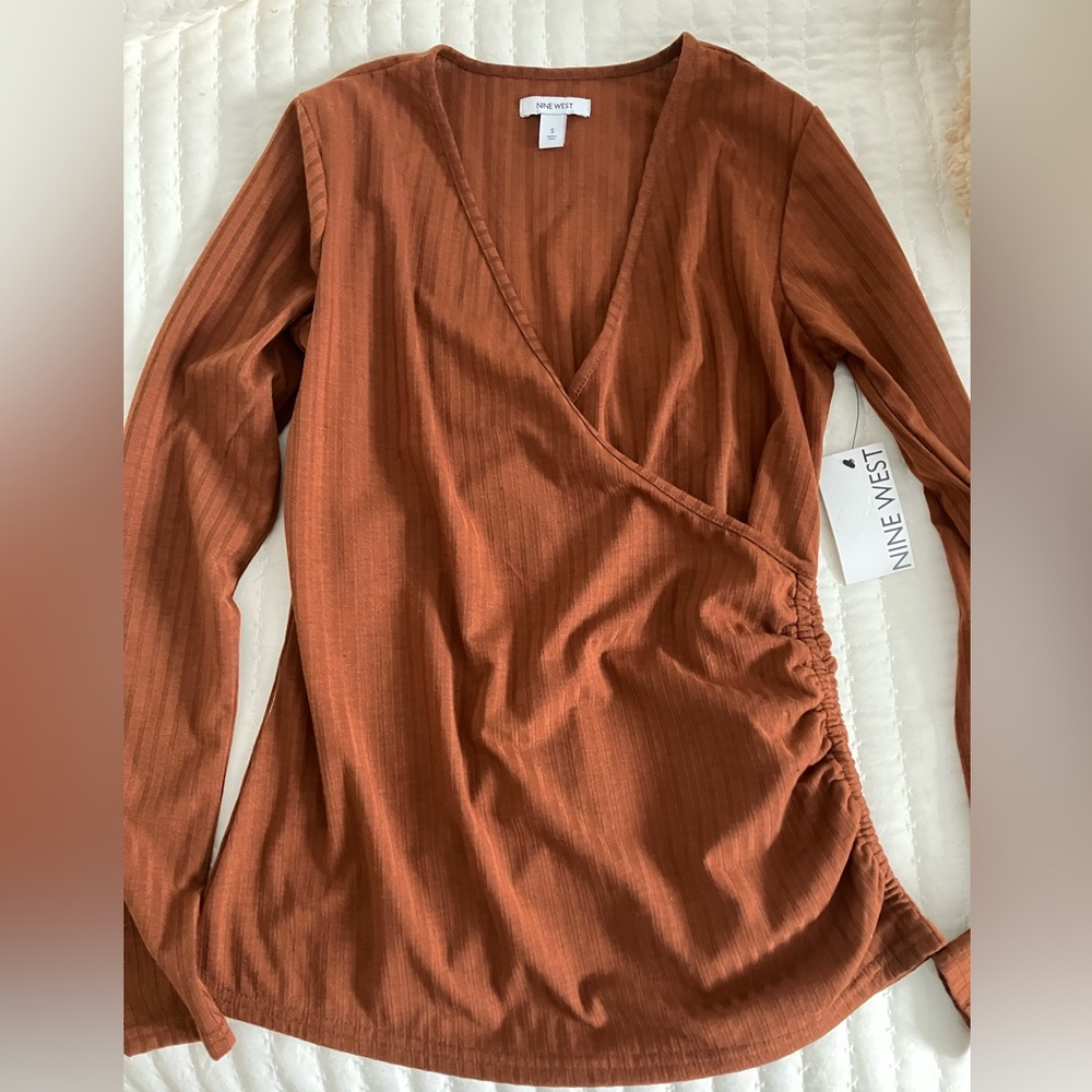 Nine West shirt, long sleeve, burnt orange color. New with tags.